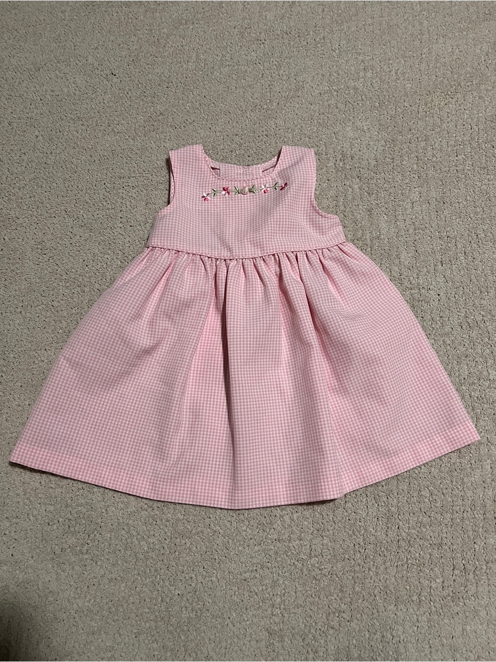 Bonnie Baby Pink Gingham Embroidered Sleeveless Dress